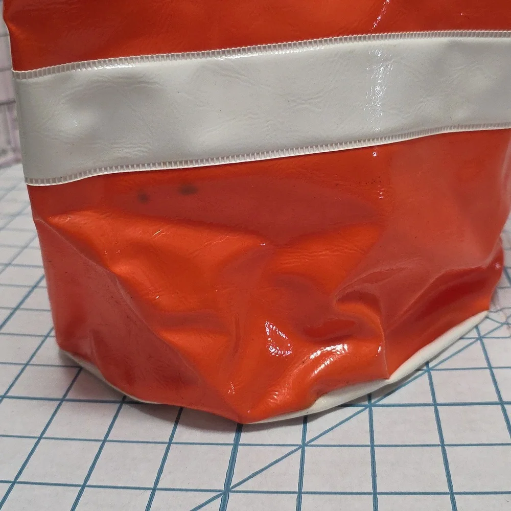 Orange and‎ White Vinyl Duffle/Tote Bag Vintage 1980s, Preloved